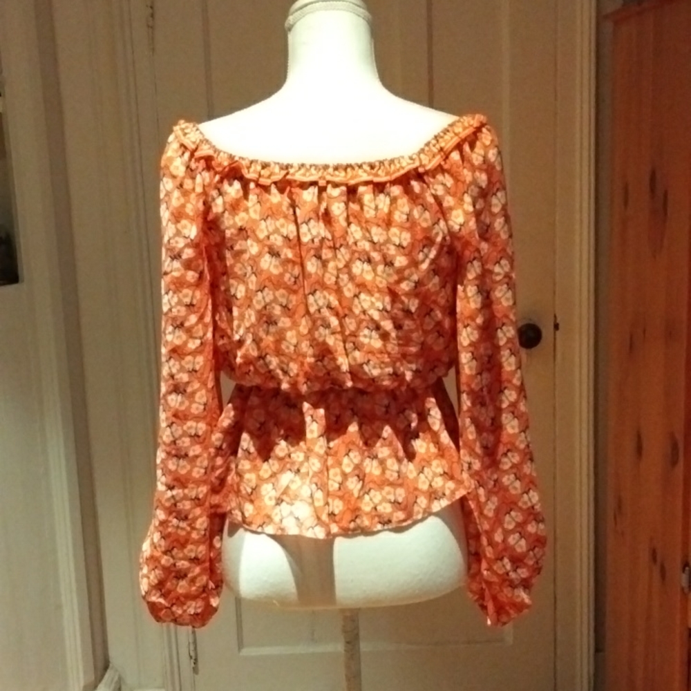 Max Edition Balloon Sleeve On/Off Shoulder Floral Top